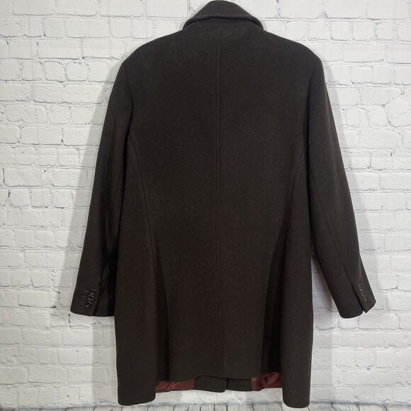 J Crew Mid Trench Coat Women Large Brown Wool Cashmere Blend Heavy Jacket - Picture 4 of 12